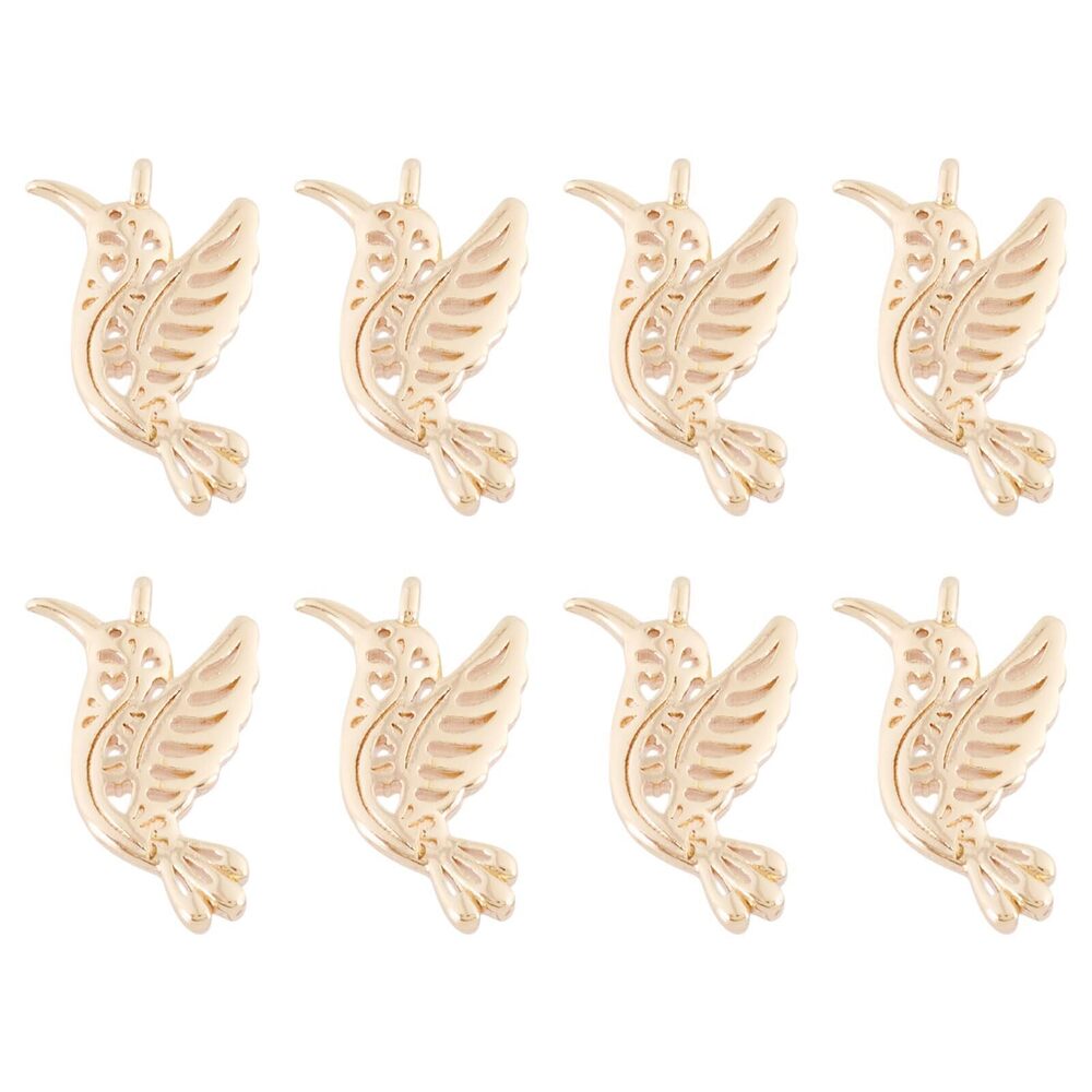 4707 Pandahall 10Pcs Brass 18K Gold Plated Bird Charms Metal Flying Animals